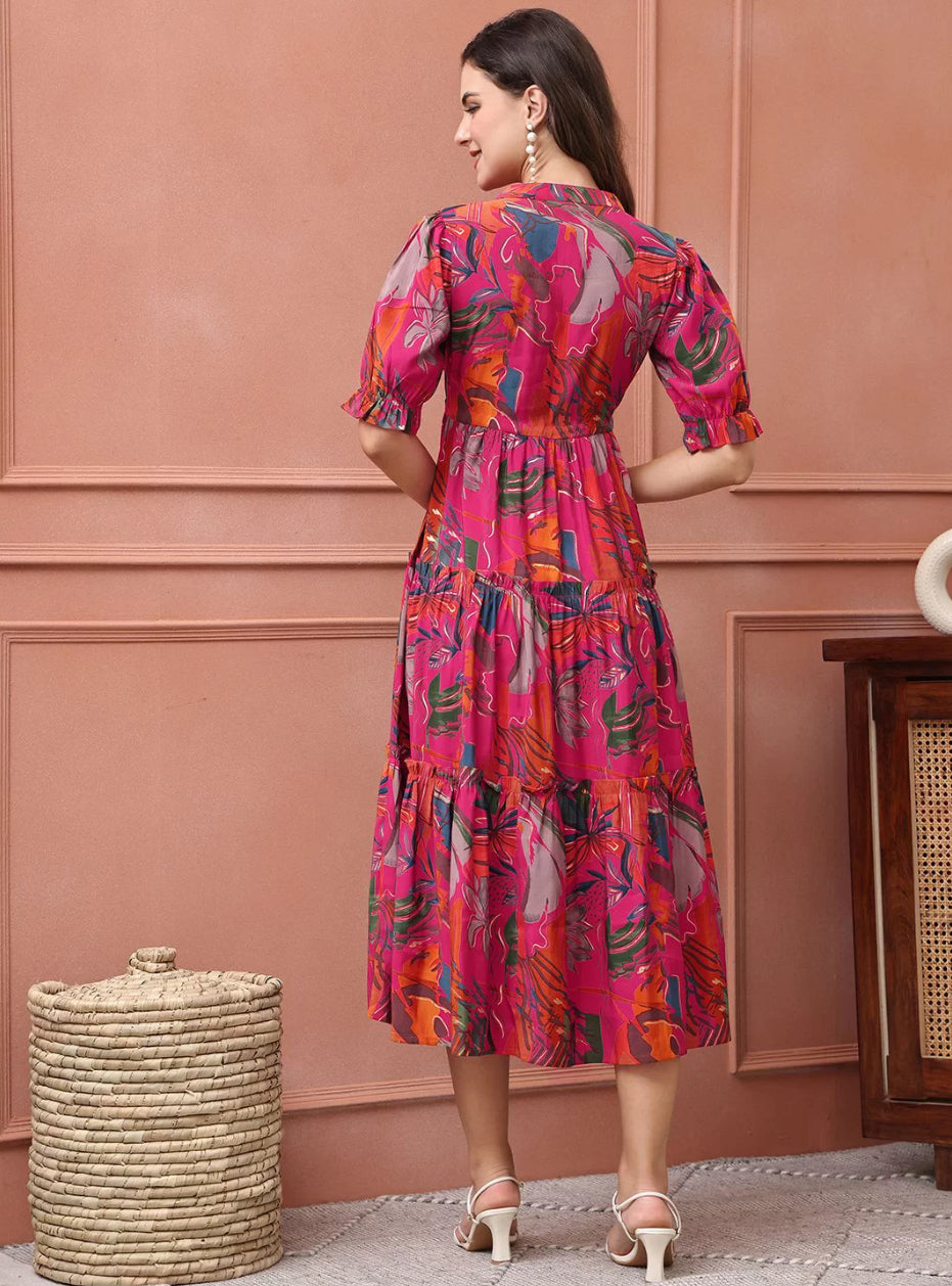 Floral Printed Flared Dress
