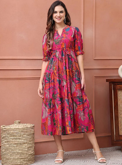 Floral Printed Flared Dress