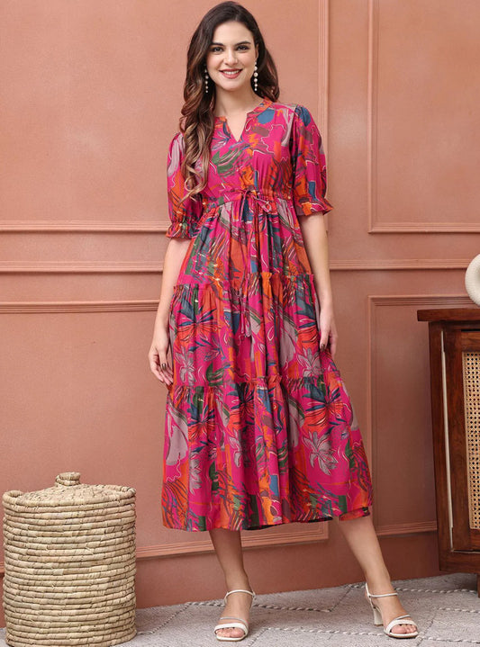 Floral Printed Flared Dress
