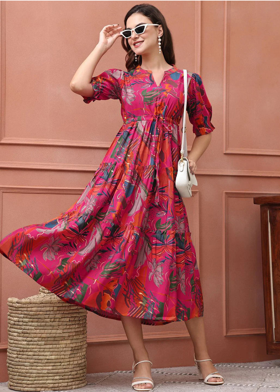 Floral Printed Flared Dress