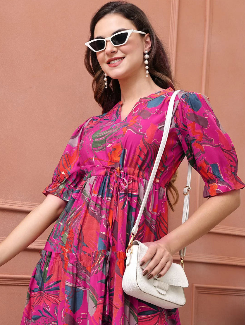 Floral Printed Flared Dress