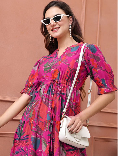 Floral Printed Flared Dress