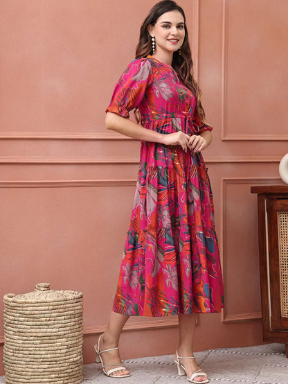 Floral Printed Flared Dress