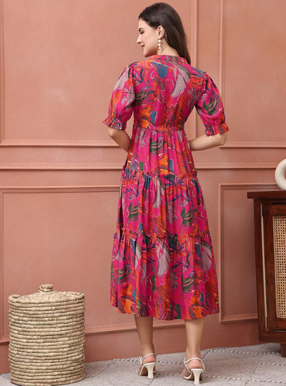 Floral Printed Flared Dress