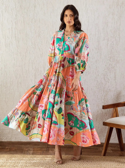 Floral Printed Flared Dress