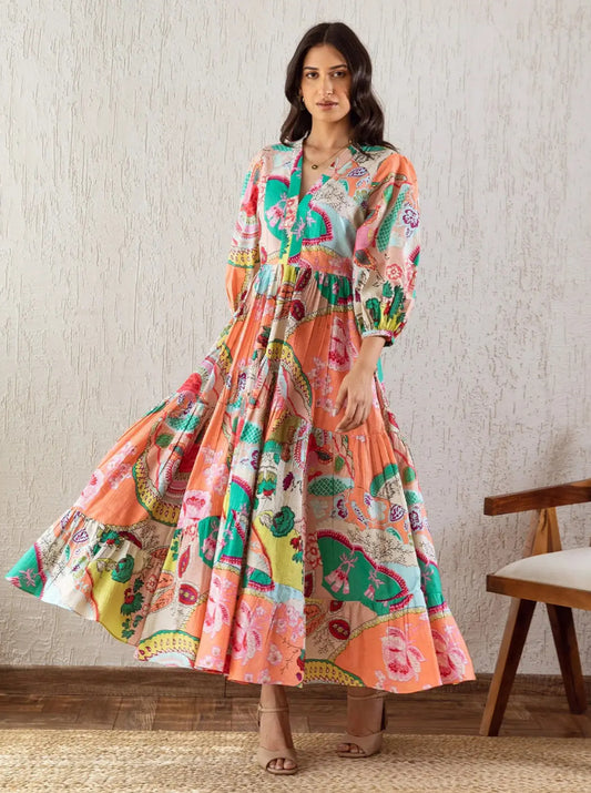 Floral Printed Flared Dress