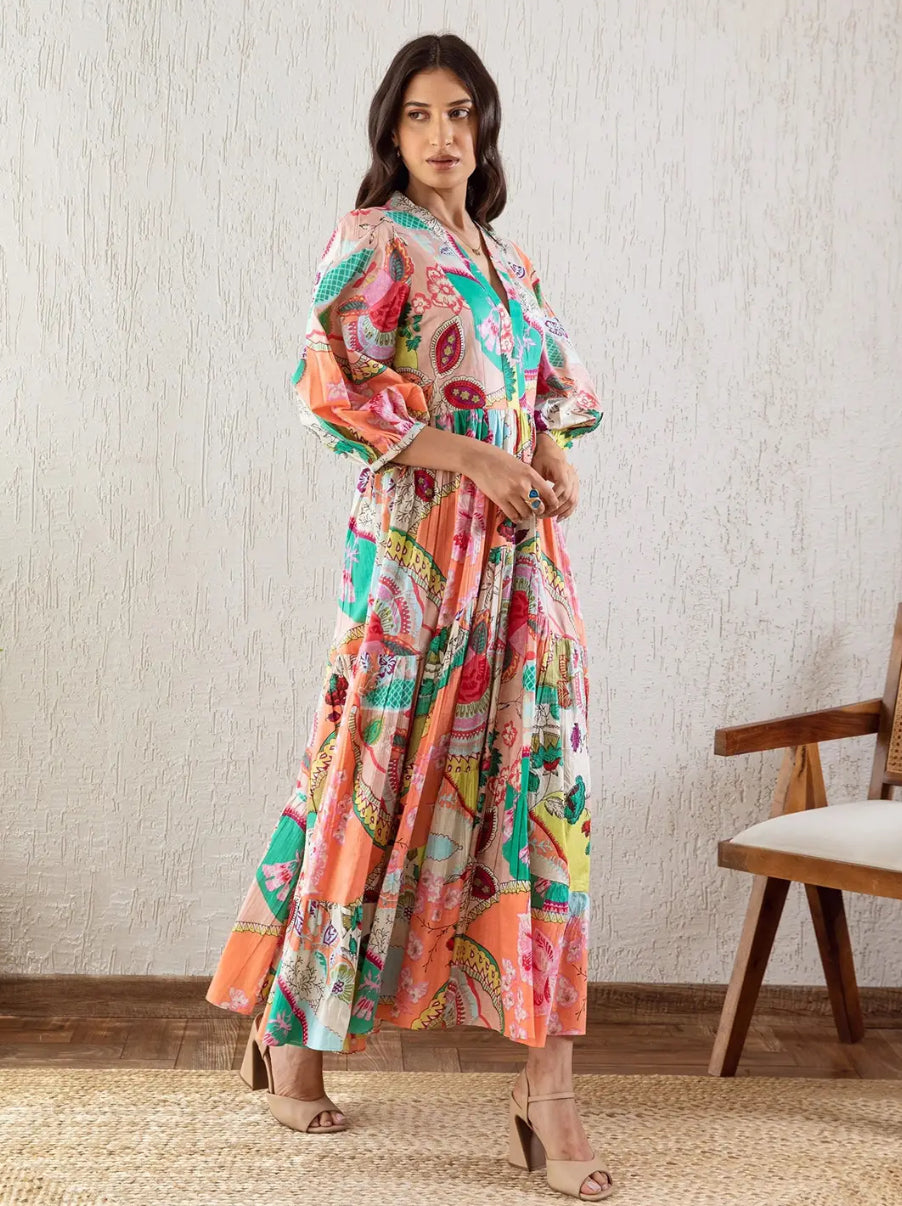 Floral Printed Flared Dress