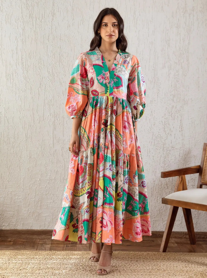 Floral Printed Flared Dress